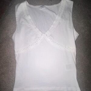 White Lace Trim Tank Top